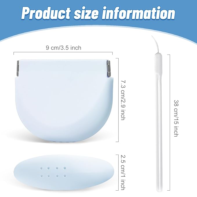 Silicone Retainer Denture Storage Case Holder, Portable Slim Dental Container Cleaning Box with Drain Holes and Leakproof for Aligners, Mouth Guards, Night Guards, Removable Dental Appliances (Blue)