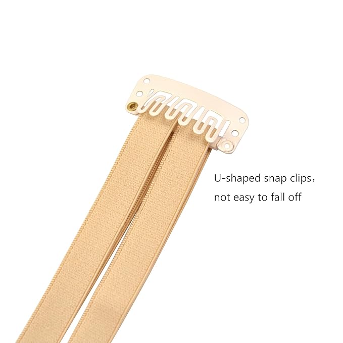 4 Pcs Facelift Bands with Clips Invisible Face Stretching Lifting Strap Adjustable Elastic Band Face Slimming Band (24cm Blonde Double Bands)