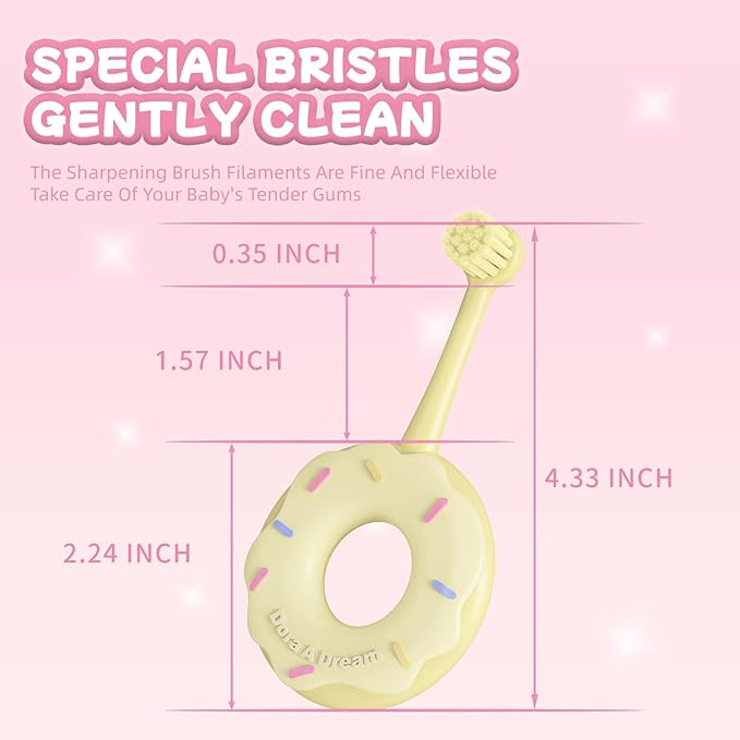 Infant Teething Ring Toothbrush for 0-3 Years, Safe and Soft, Infant Oral Care Teether with Bristles, Gentle on Baby Teeth and Gums, Dentist Recommended (3-Pack)
