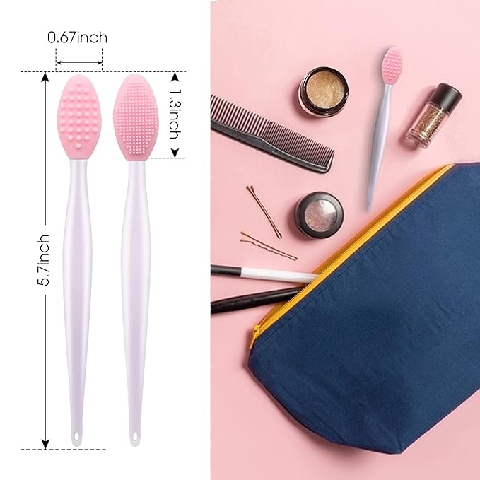 Lip Scrub Brush,Lip Scrubber Exfoliator,Double-Sided Silicone Exfoliating Tool,Gentle Lip Exfoliator Scrubber Brush for Smooth,Soft,Bright,and Healthy Lips(6 PCS)