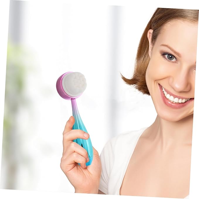 Dual-Sided Face Cleaning Brush Manual Silicone Facial Brush for Skin Exfoliating Face Scrubber Lip Scrubber Facial Cleansing Tools Travel-Friendly