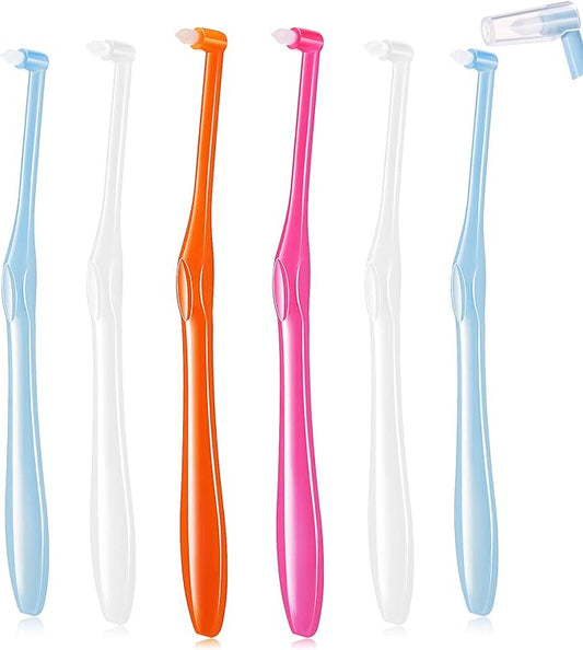 Patelai 6 Pieces End Tuft Toothbrush Single Tufted Toothbrush Soft Interdental Brushes Tooth Stain Remover for Implants Teeth Detail Cleaning Tooth Stain (Bright Colors)