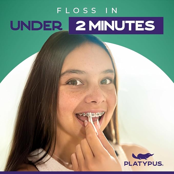 Platypus Orthodontic Flossers for Braces, 30 Count (Pack of 5), Ortho Picks for Adults & Kids, Fits Under Arch Wire, Non-Damaging, Encourage Flossing Habits