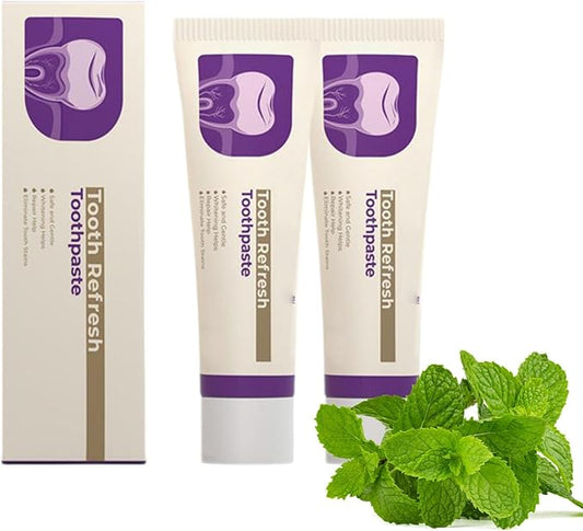 Tooth Refresh Toothpaste, Fresh Breath Whitening Formula, Natural Oral Care with Enamel Repair, Removes Coffee Tea Wine Stains, Deep Cleaning, 3.5 Oz (2 pcs)