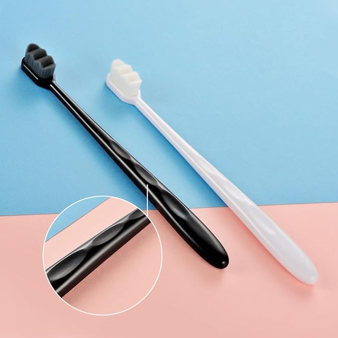 Vaguelly Soft Micro-Nano Toothbrushes 4Pcs Set with Flat and Wave Heads, Ultra Soft Bristles Oral Cleaning Brush for Adults and Maternal Care, Household Portable Oral Care Tool for