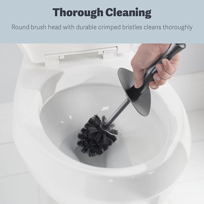Casabella Toilet Bowl Brush with Canister Storage Caddy and Splashgaurd, Black (Pack of 5)