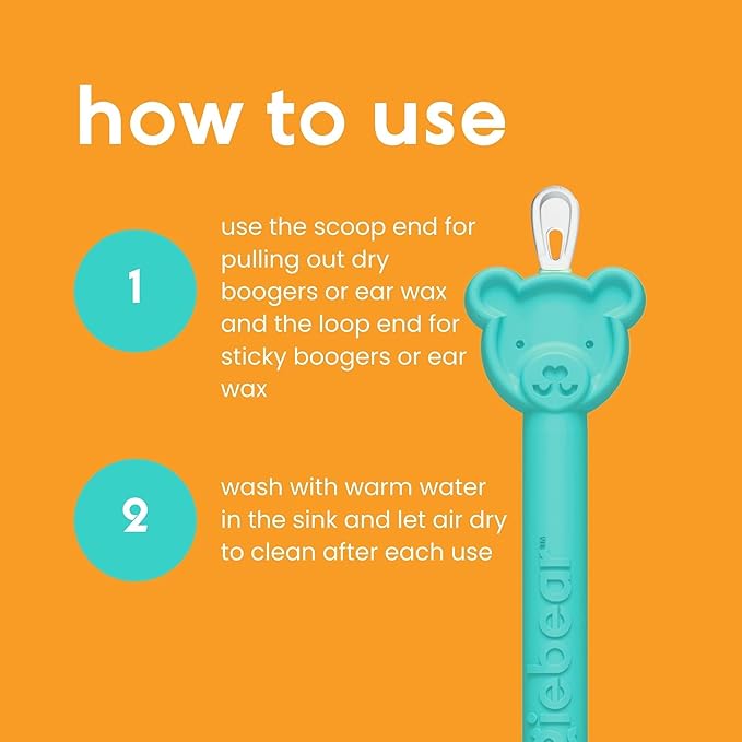 oogiebear Infant-to-Toddler Training Toothbrush w/ 2-Pack Baby Nose Cleaner & Ear Wax Remover Tool Bundle, Case Included - Safe Tools for Newborns, Infants and Todders