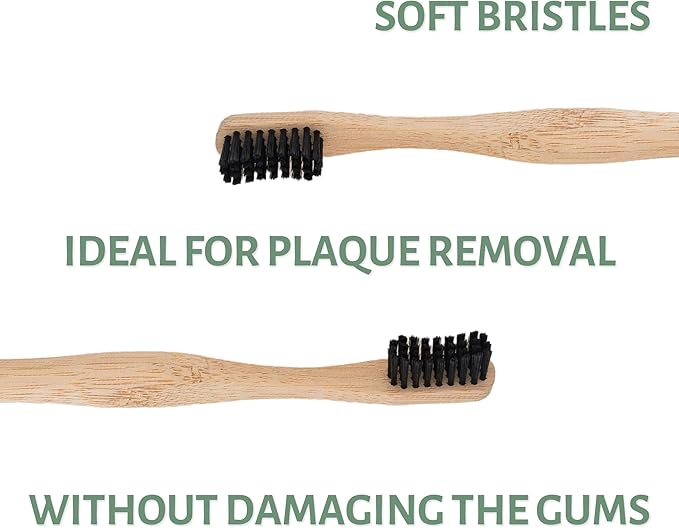 Living Well with Dr. Michelle Bamboo Toothbrushes (4 Pack) Eco-Friendly, Natural, BPA Free & Biodegradable, Infused with Charcoal, Wood Color Tooth Brushes for Adults