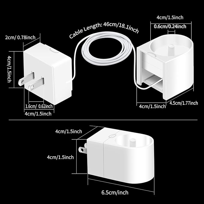 2 in 1 Wall Charger for Philips Sonicare Electric Toothbrush, Electric Toothbrush Wall Charger Base for Philips Sonicare HX6100/ HX3000/ HX6000/ HX8000/ HX9000 Series (White)