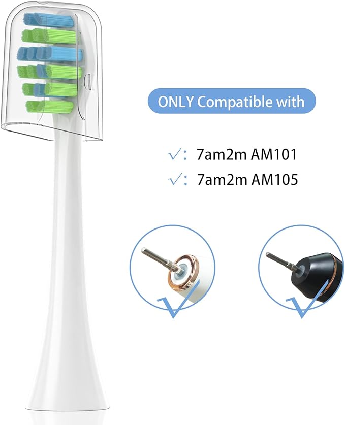 YMPBO 10 Pack Toothbrush Replacement Heads Compatible with 7AM2M AM100/AM105/AM110 Electric Toothbrush, Soft Brush Bristles, White