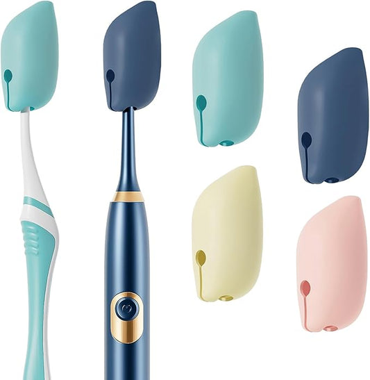 Muslish Silicone Toothbrush Covers, 4 Pack Tooth Brush Cover Cap for Electric & Manual Toothbrush Heads, Portable Toothbrush Protector for Travel, Home (Navy)