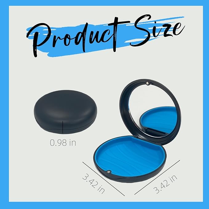 2 Pack Aligner Case with Mirror,Convenient Retainer Case for Invisalign Aligners, Night Guards, and Mouth Guards (2PCS Black Outside Blue Silicone)