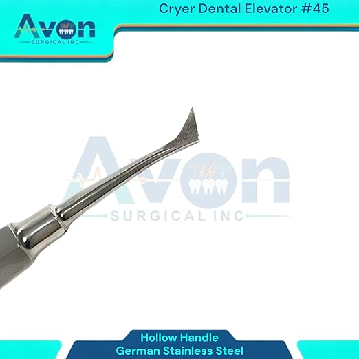 Root and Tooth Extraction Dental Cryer Elevator Pick, Sharp Angled Tip, Color-Coded Handle Ends | Autoclave-Safe German Stainless Steel Dental Instruments (1, #45 Cryer - Gold End)