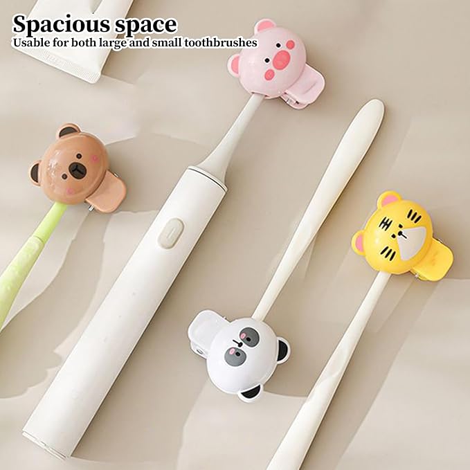 Toothbrush Protector Cap - Set of 4 Covers, Decorative Bathroom Gadgets | Hygienic Bristle Guard for Family Shared Sink
