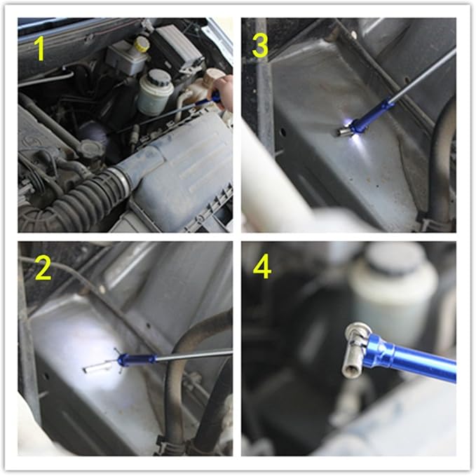 Telescoping inspection mirror with LED lights，Flexible Claw Grabber Tool Magnetic 4 Claw Picker. Combination tool set. Easy to extendable observe and grab the items in the gap picker upper grabber