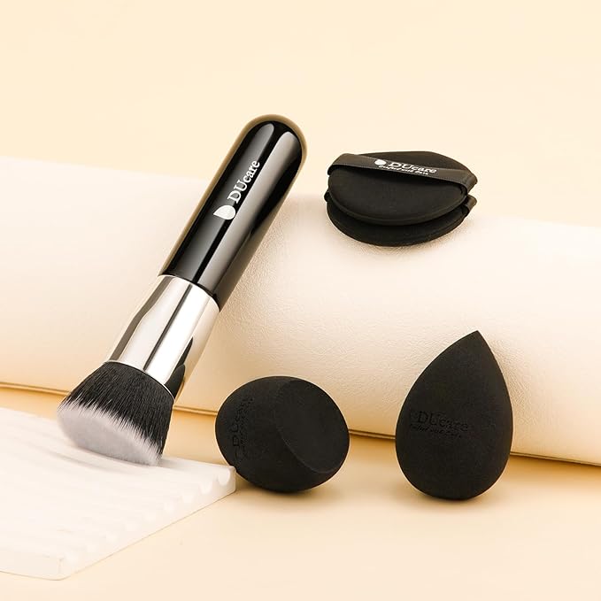DUcare Makeup Sponges with Foundation Brush Makeup Puff Blending Foundation Sponge for Liquid BB Cream Mineral Powder Buffing Stippling