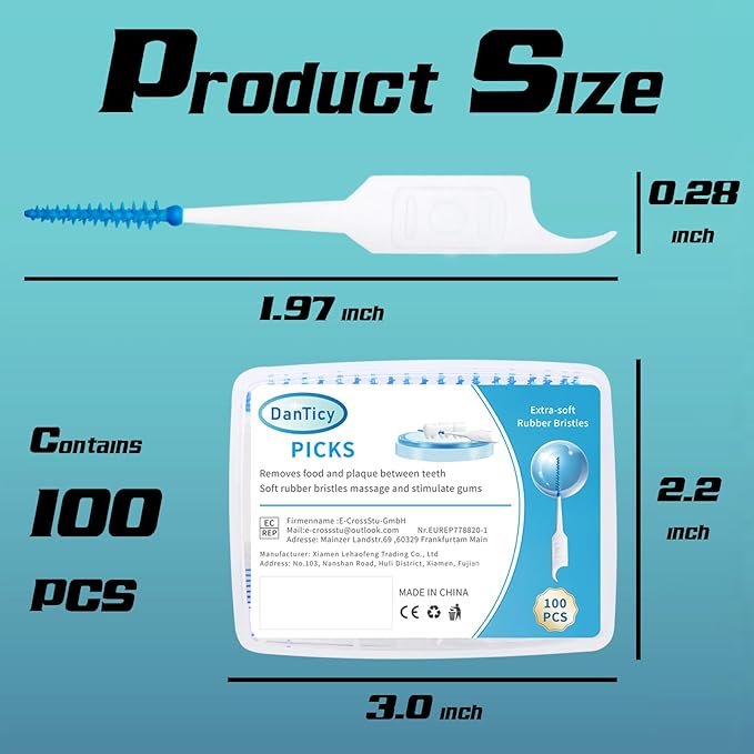 Soft Silicone Interdental Brush, Braces Brush, Corrective Brush, Adaptive, Disposable Picks for Teeth Cleaning (100PCS)