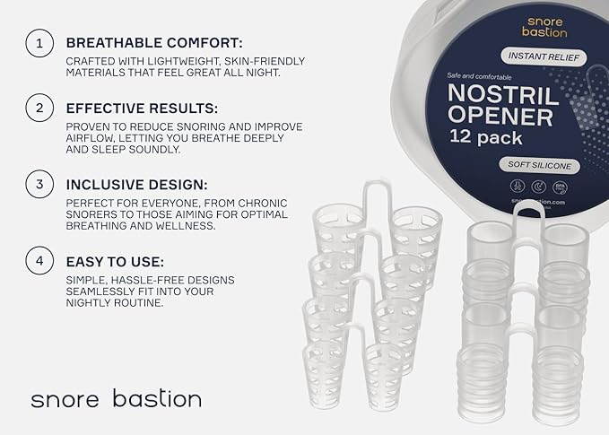 Nasal Dilators for Sleep & Snoring Relief | 12 Silicone Cones