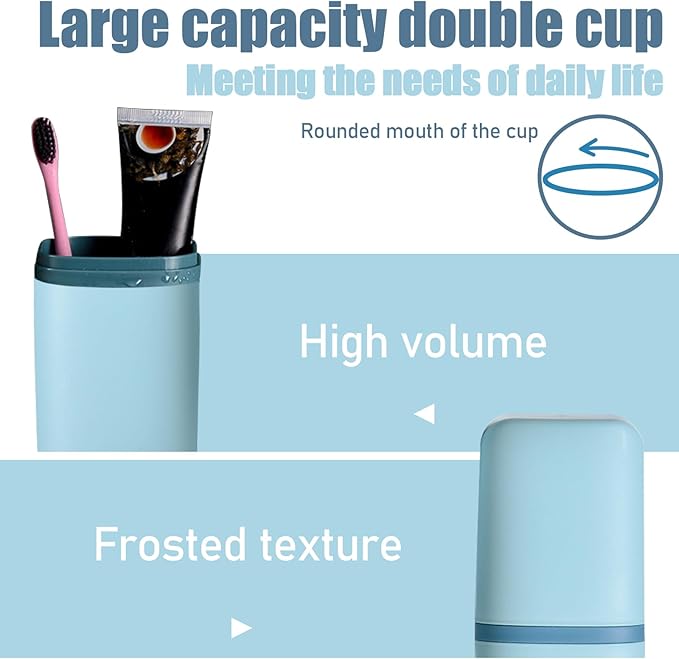 Huakaile 2 Pack Plastic Travel Toothbrush Holder, Portable Toothbrush Cup with Cover, Toothbrush Case Box Toothpaste Container for Storage Organizer Bathroom Camping (Dark Green, Blue)