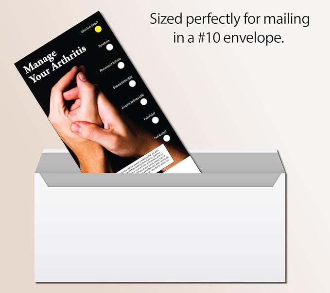 ZOCO - Manage Your Arthritis Slide Chart - Custom Promotional Item (Pack of 250) - Symptoms and Exercises - Doctor’s Office, Clinics, Pharmacies Handout, Brochure, Pamphlet - 3.75 x 8.5 in.