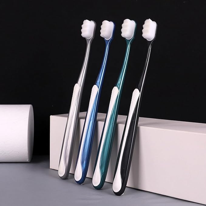 4pcs Large Head Soft Bristle Toothbrushes for Adults Japanese Style Ergonomic Grip Wide Brush Head for Plaque Removal and Gum Care Random Colors Random Color