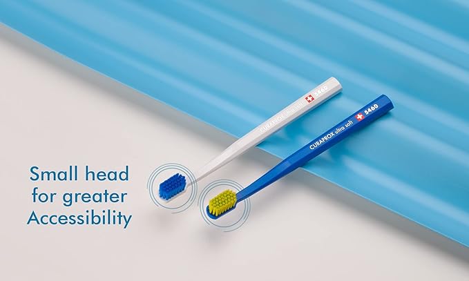 Curaprox CS 5460 Ultra-Soft Toothbrush for Adults with Ultra-Fine Filaments and Compact, Slightly Angled Toothbrush Head for Improved Tooth and Gum Health, Assorted Color