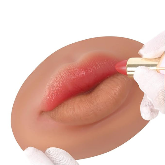 3D Silicone Fake Lips Large with Lipstick for Makeup Tattoo Practice Realistic Artificial Lip Mannequin for Beginners Artists (Thick Big Lip,Tan)