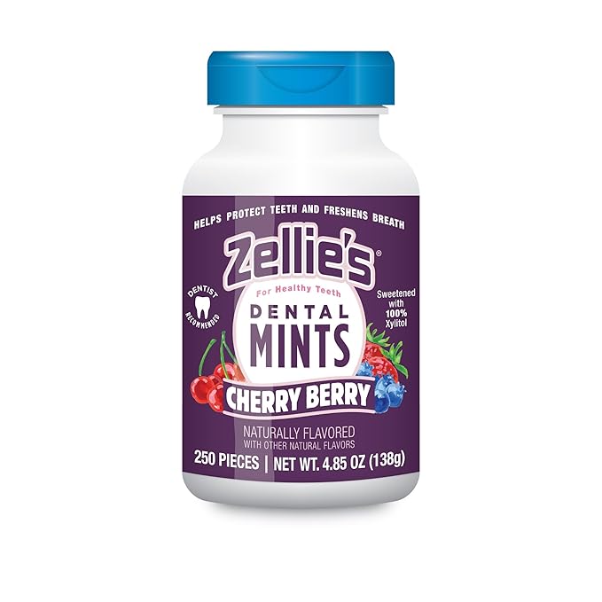 Zellie's | 100% Xylitol Cherry Berry Breath Mints | No Aspartame, Gluten Free, Vegan & Kosher Mints (250 Count - Pack of 1)