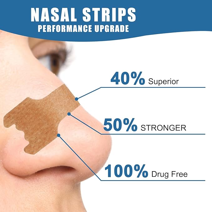 Nasal Strips - 120 Count Nasal Strips for Snoring, Extra Strength Tan Nasal Breathing Strips to Improve Sleep, Instant Nasal Congestion Relief Caused by Colds & Allergies