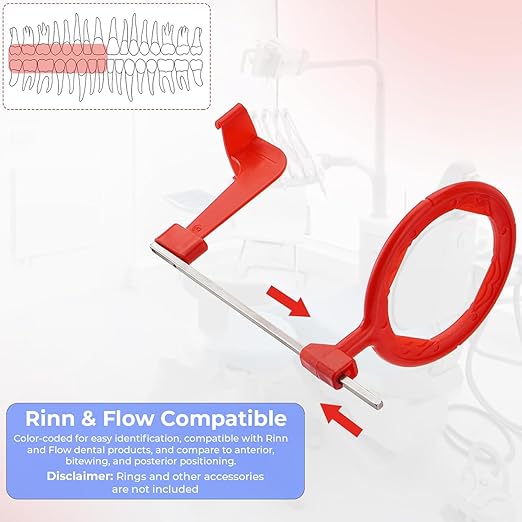 Dental X-Ray Positioning Arm - Pack of 3 XCP/BAI Style Red BiteWing Color-Coded Stainless Steel Autoclavable Reusable - Compatible with Film PSP & Digital Sensors