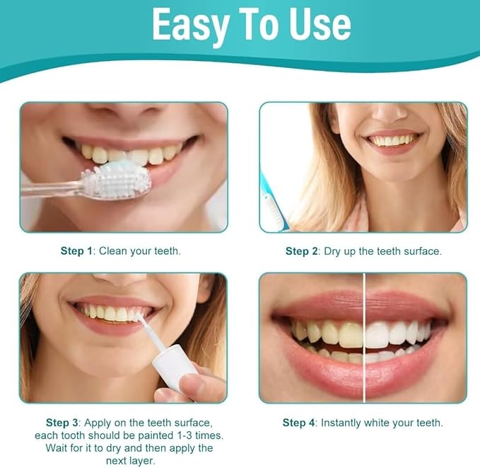 Tooth Paint, Instant White Paint for Teeth, Teeth Whitening Paint Kit, Portable Tooth Polish Uptight White, Regain Confident Smile