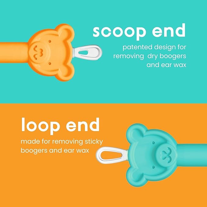 oogiebear Infant-to-Toddler Training Toothbrush w/ 2-Pack Baby Nose Cleaner & Ear Wax Remover Tool Bundle, Case Included - Safe Tools for Newborns, Infants and Todders