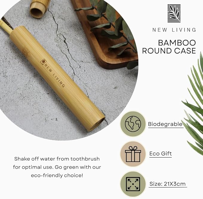 Bamboo Toothbrush Holder | Bamboo Toothbrush Carry Case | Toothbrush Case | Biodegrade Eco Product | 21cm Natural Product
