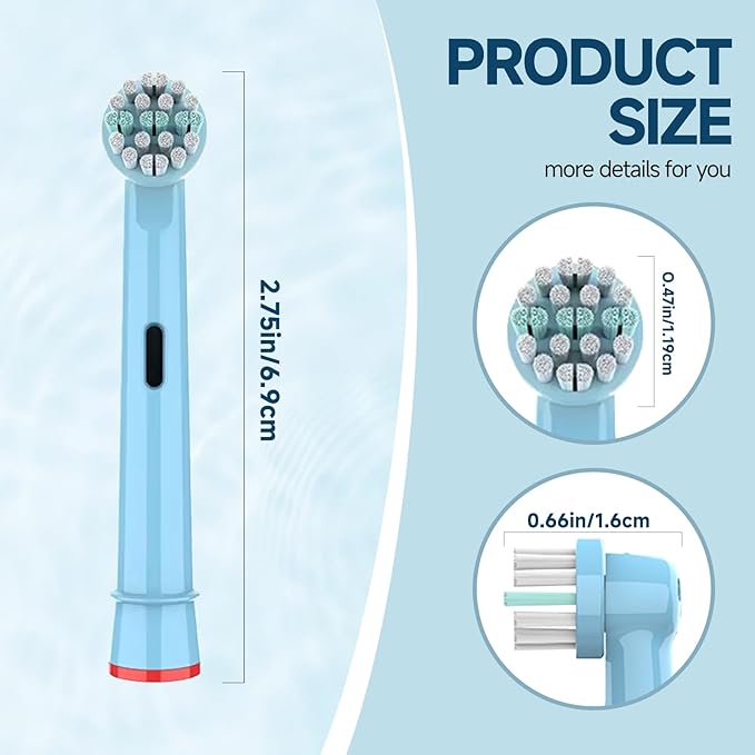 Kids Toothbrush Heads Compatible with Oral B - Electric Toothbrushes, Replacement Brush Heads with Protective Caps, 4/8/12/16 Pack (16)