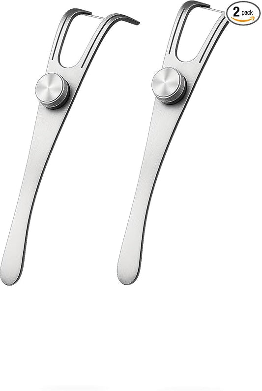 Dental Floss Holder, Refillable & Reusable Floss Pick - Dental Floss Handle - Stainless Steel Dental Floss Holder. Durable Reusable Flosser - Pack of 2