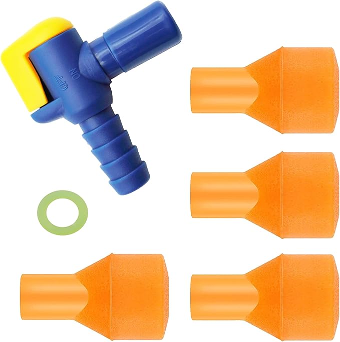 Bite Valve Replacement Mouthpiece Fit for Hydration Pack Bladder Water Backpack and Most Brands(4-Pack), with Shutoff Valve and Tube O-Ring