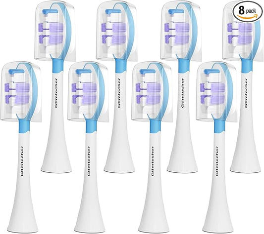 Electric Toothbrush Heads for Philips Sonicare Replacement Heads, 8 Pack Adults Kids 7+ Sonicare Toothbrush Replacement Brush Heads Philips Sonicare Sensitive Replacement Heads C2 C3 G2 G3 A3, White