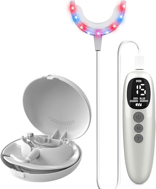 RED+Blue, RED, Blue Light Therapy for Gums, LEDs Periodontal Light, Gum Health Repair Bleeding Gums and Teeth Whitening Accelerator, with Tray Storage Case