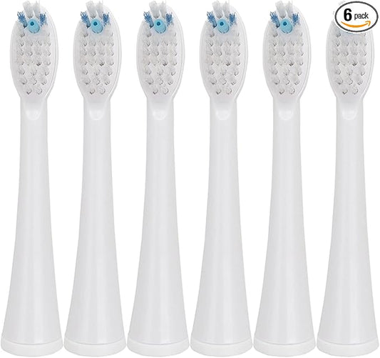Toothbrush Heads Replacement for Waterpik SF-02W, SF-03W, SF-01W Sonic Fushion 2.0 Model, Brush Head with Cover 6 PCS, White