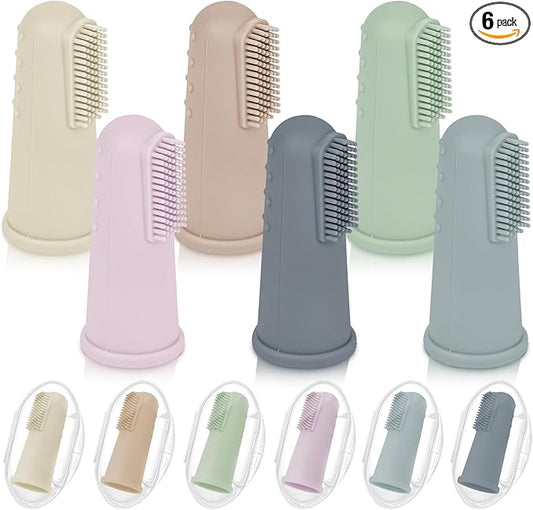 Baby Toothbrush Set, 6 Pcs Soft Infant Finger Toothbrush with 6 Boxes, Newborns Toddler Silicone Baby Tooth Brush 0-6 Months 6-12 Months