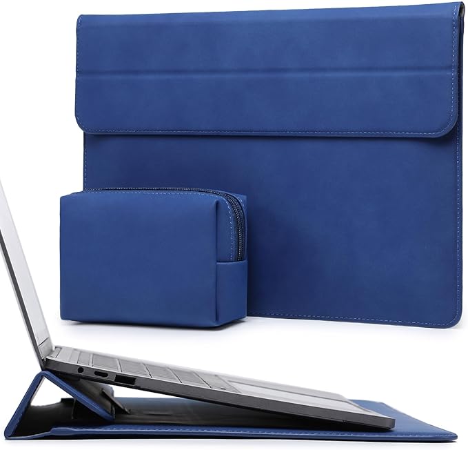 HYZUO 13.3-14 Inch Laptop Sleeve Case with Stand Feature for MacBook Pro 14 M5/M4/M3/M2/M1 2026-2021, MacBook Pro/Air 13.3, 13" 13.5" 13.8" Surface Laptop, HP Spectre X360 13/14, Klein Blue