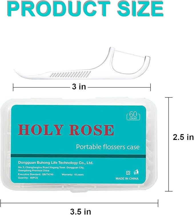 Holy Rose Travel Dental Floss Picks Case - 2 Boxes, Portable Floss Dispenser Pink - 4 Boxes, 50 Picks and 10 Picks/Box, Total of 160 Picks | Adult Flosser Sticks Set for Teeth and Oral Care.