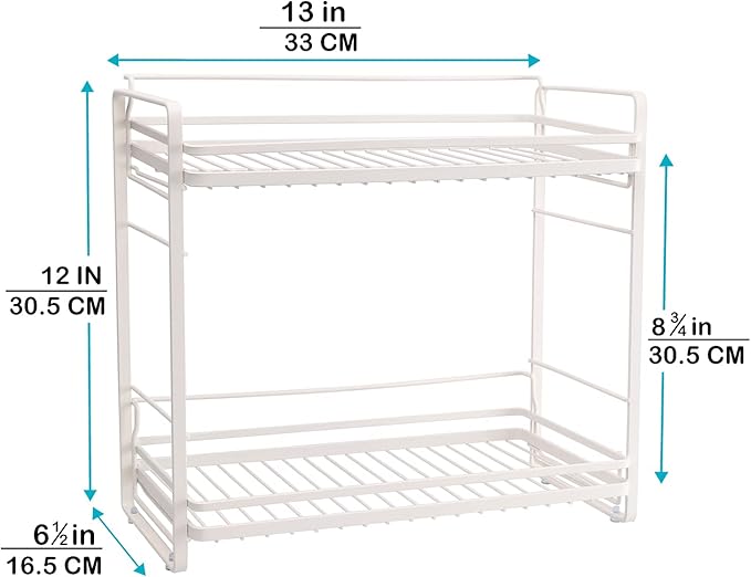 zccz 2-Tier Bathroom and Kitchen Organizer - Skincare Storage - Easy Assembly Countertop Rack - White Cream Color Multi-Purpose Holder for Bathroom or Kitchen Essentials - Compact and Durable Design