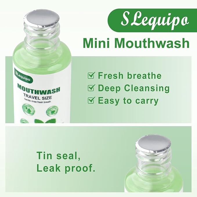 Travel Size Mouthwash Bulk Mini Fresh Mint Portable Mouthwash Individual Bottles 35ml/1.2fl oz for Travel Toiletry Kits (50)