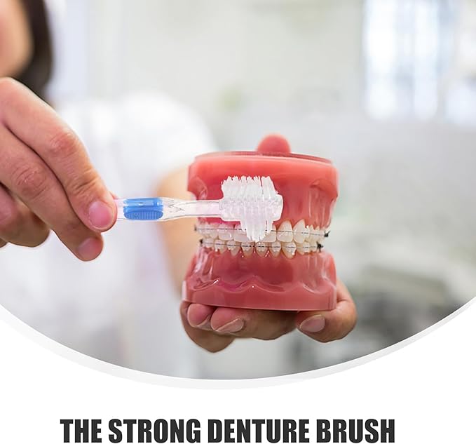 SOIMISS 8pcs Denture Toothbrush Double Sided for False Teeth and Denture - Deep Cleaning Brush Toothbrush for Elderly Adaptive Oral Care