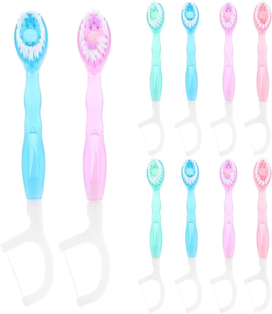 DECHOUS 10pcs Mini Disposable Toothbrushes Soft Bristle Travel Toothbrush Set Portable On-The-go for Camping and Hotel Use