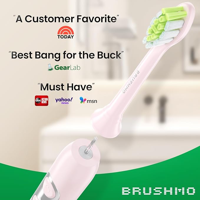 Brushmo DiamondClean Replacement Toothbrush Heads,Compatible with Philips Sonicare Click-on Electric Toothbrush Handles, 8 Standard Heads, Medium Firm Dupont Bristles, BM668, Pink