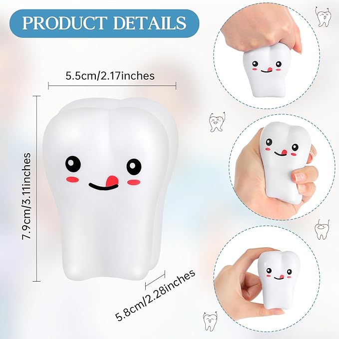 Nuogo 3 Pcs Positive Dental Hygienist Gifts Dentist Assistant Gift for Women Men Inspirational 20oz Tumbler Tote Bag Tooth Stress Toy for Dental Hygiene Month Employee Appreciation(White,Teeth)