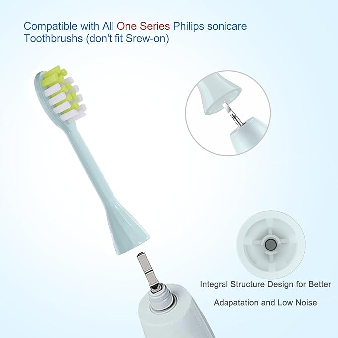 One Series Replacement Toothbrush Heads Pisonicleara Compatible with sonicare Philips One Series BH1022/03 HY1100/02 HY1102 (8-pc) Battery Brush, Mango Snow White Travel Refill (one-Mint)