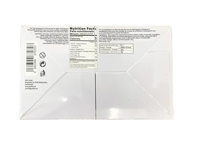 Jawliner® Hard Jwaline Chewing Gum - Sugar Free Blueberry Tough Jaw Gum - Jaw Exerciser Strong Mewing Jawline Mistic Gum - 2x Harder than Regular Chewing Gum 330 Grams (120 Strips)